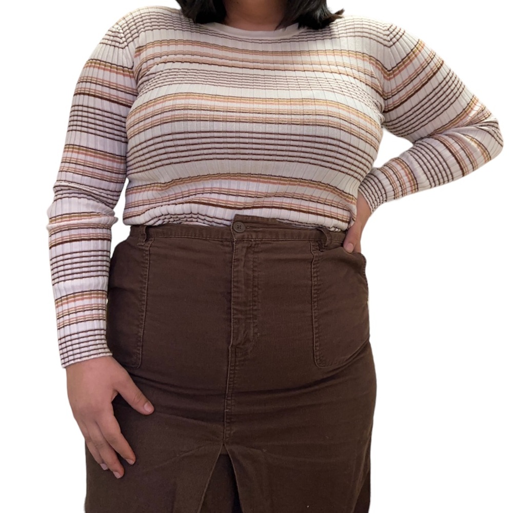 Nine West striped, ribbed long sleeve